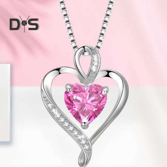 Heart Necklace Cubic Zirconia Love Heart Pendant Necklace Birthday Valentine's Day Mother's Day Jewelry Gift for Women