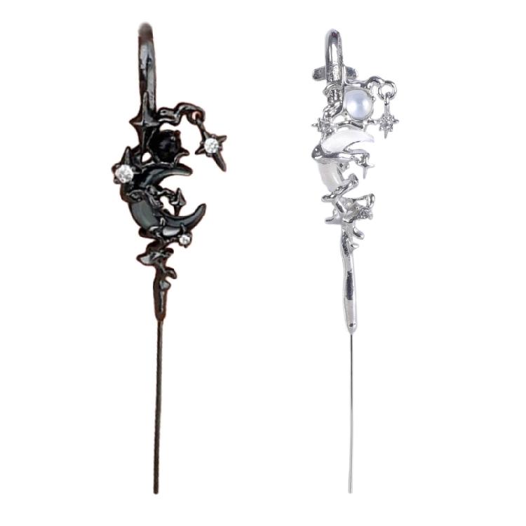 Star Moon Diamond Earrings Auricles Type Ear Clip Creative Earrings for Women