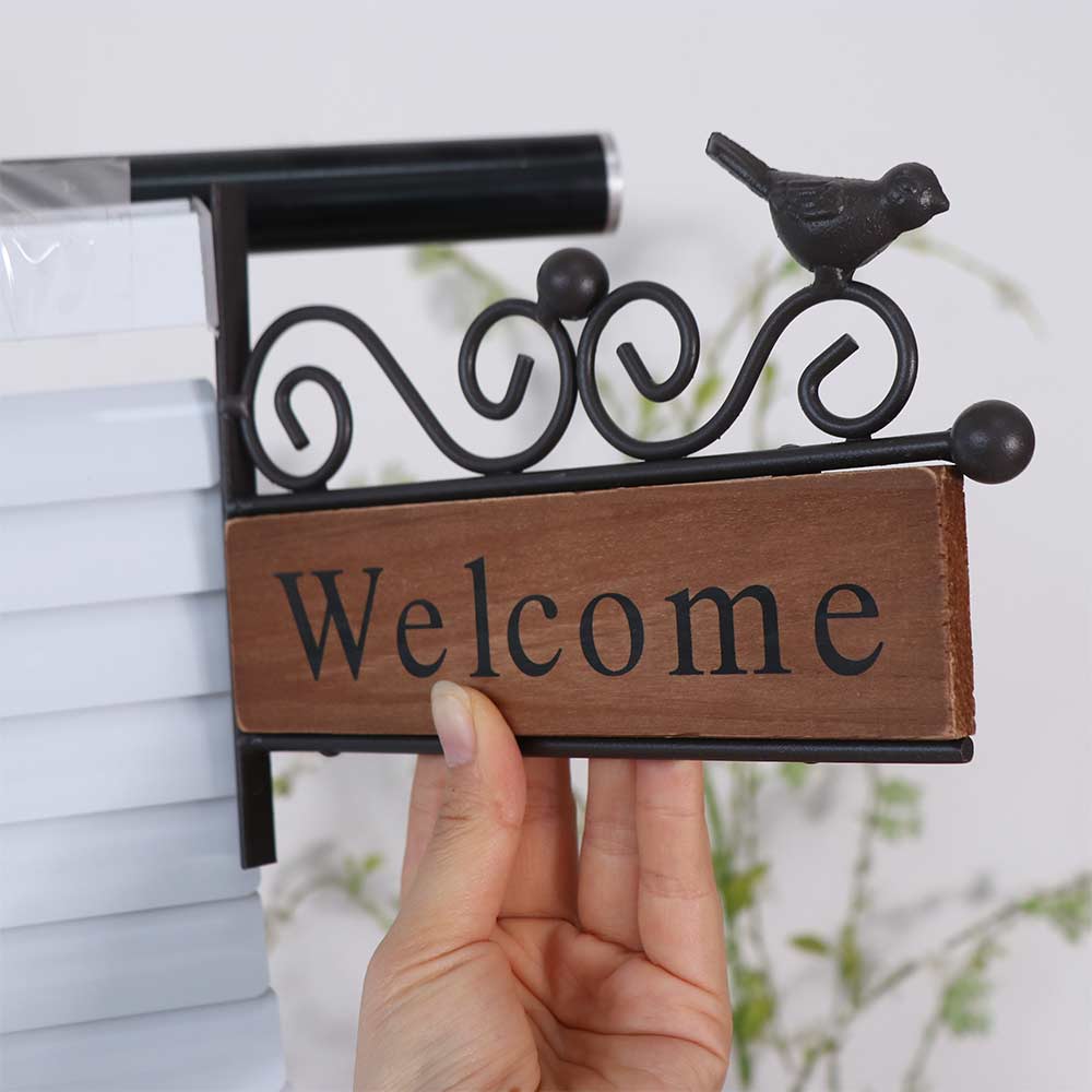 Rural Style Welcome Sign Board Iron Art Welcome Wall Hanging Decor Front Door Decor