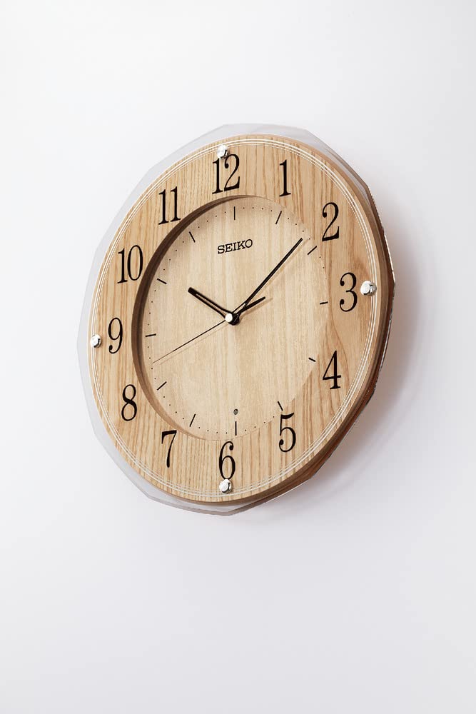 Seiko Clock Wall Clock Radio Wave Light Brown Wood 340 x 340 x 47mm KX270B