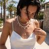 Layered Simulated Pearl Starfish Shell Necklace Summer Beach Boho Choker Jewelry For Women