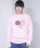 KIRSH Cherry Usa Heart Applique Loose Fit Sweatshirt [Light Pink]