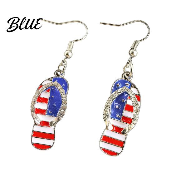 Lightweight Alloy Earrings 1 Pair Hook American Independence Day Pattern
