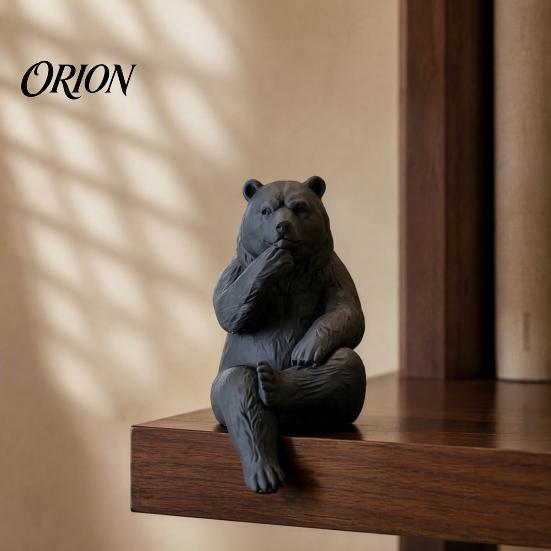 Creative Gifts for Animal Lovers 3D Print Bear Figurine Statue, Matte Resin Relief Sculpture, Nordic Office Desk Aesthetic Decorations Minimalist