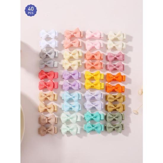 20/30/40pcs 1.2'' Ribbon Mini Hair Bows Clips for Baby Girls Cute Handmade Bowknot Hairpins Headwear Toddlers Hair Accessories