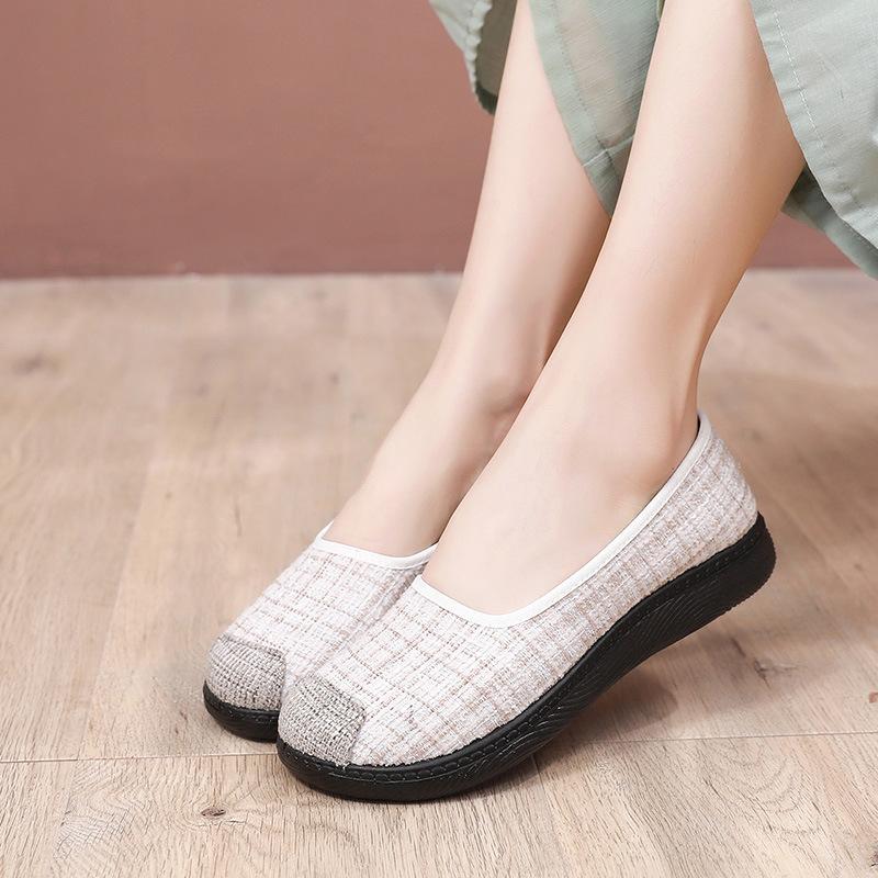 Linen women's shoes new old Beijing cloth shoes women's cotton and linen flat shoes shallow mouth one pedal shoes