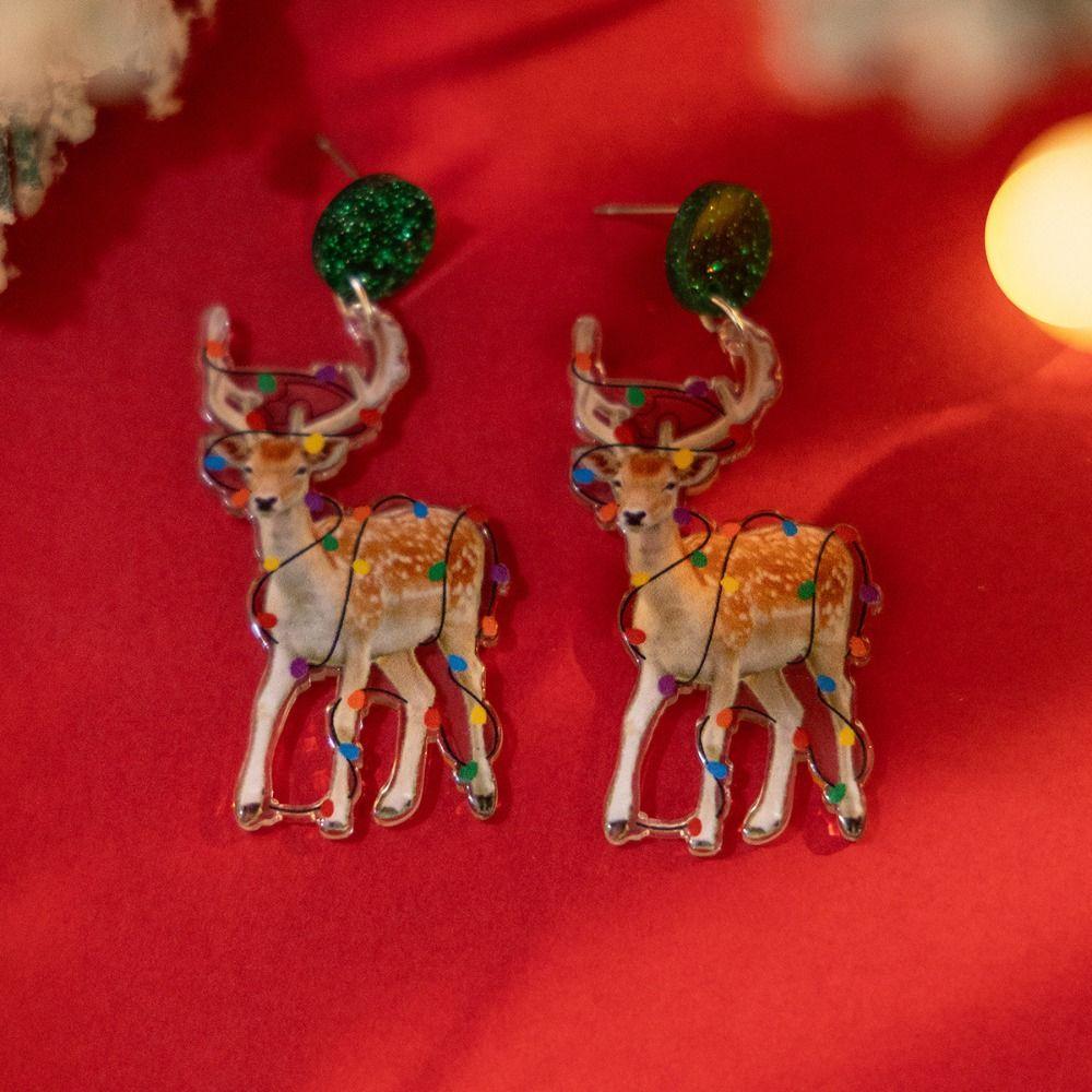 Animals Merry Christmas Earrings Jewelry Quicksand Dangle Earrings Fashion Elk Pendant  Party