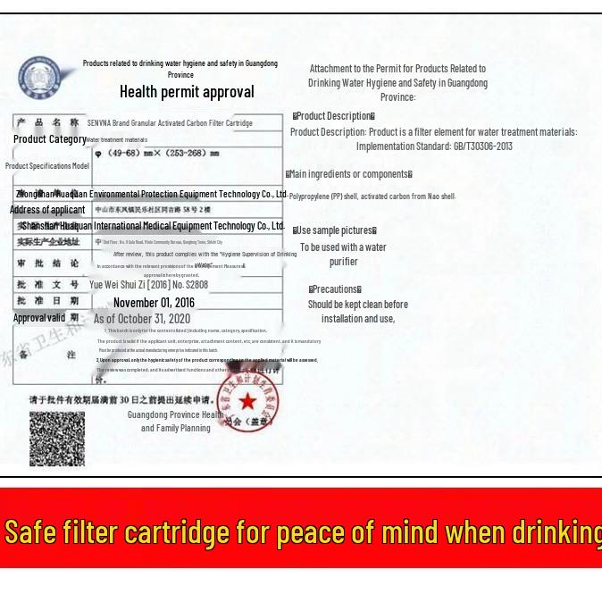 Universal Korean-Style Quick Connect Ultrafiltration Water Purifier Filter Cartridge Set