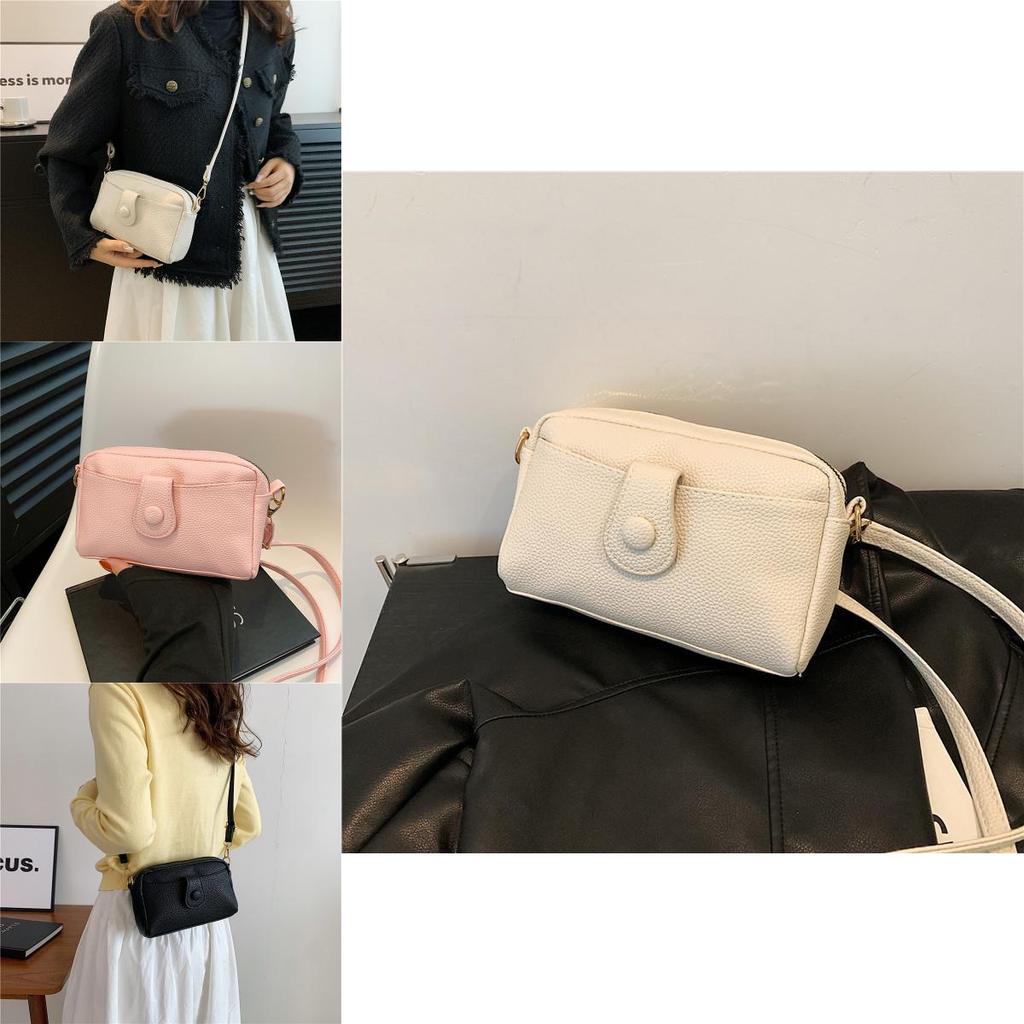 Candy Color Korean Style Soft Surface 2023 Fashion Winter Casual Solid Color Single Shoulder Crossbody Small Square Bag Women Black