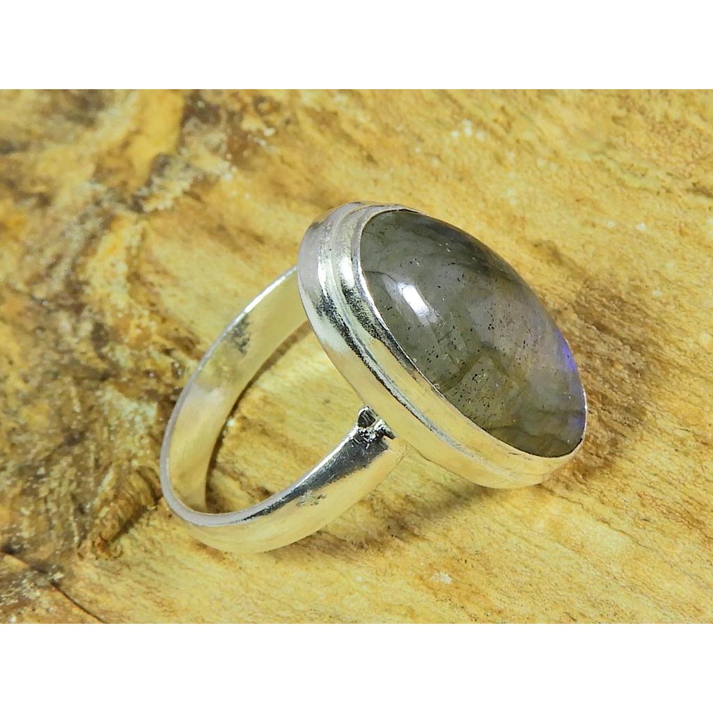 Natural Blue Labradorite Gemstone 925 Solid Sterling Silver Ring Size US-7 PG-225