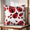 Cute Cartoon Ladybug Cushion Cover Natural Linen Organic Fabric DoubleSided Printing Couch Pillow Covers Home Decor Gift