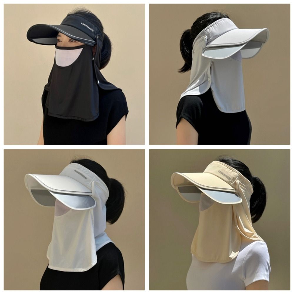 Detachable Shawl UV Resistant Hat Breathable Beach Empty Top New Wide Brimmed Sunshade Cap  Summer
