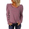 Women's Long Sleeve Lapel V Neck Striped Loose Tops Sweatshirt, Long Sleeve Color Block T-Shirt Casual Tops