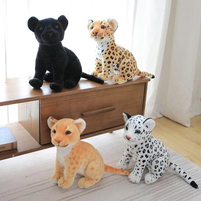 Non-Toxic Lifelike Forest Lion Snow Leopard Plush Toys Simulated Animal Black Leopard Dolls Creative Birthday Decoration Gift
