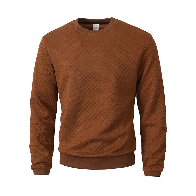 2025 Spring and Autumn Round Neck Solid Color Waffle Casual Long-sleeved Pullover Sweatshirt