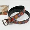 Comfortable Retro Art Waist Belt The Last Supper Design Waist Sash PU Leather Adjustable Size for Men Women