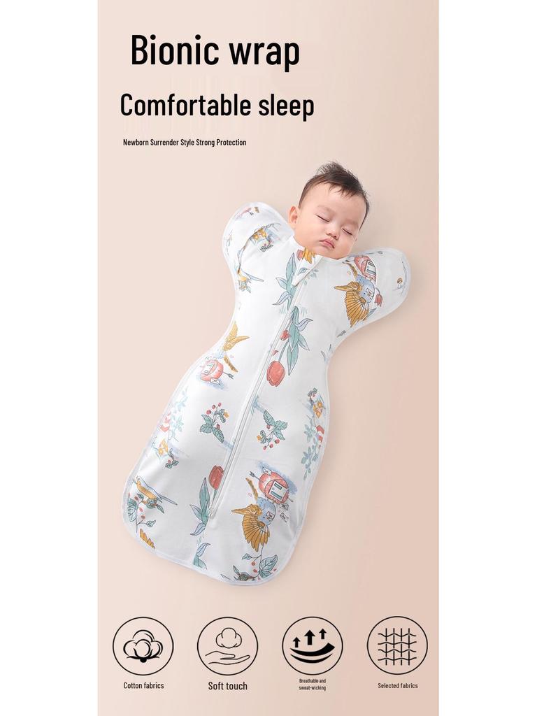 Pure Cotton Newborn Surrender Style Swaddle Wrap - Anti-Kick Sleeping Bag for Spring, Summer, Autumn