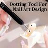 2 PCS French Brush for Nails with Dotting Tool, 2 Way French Nail Manicure Brush Size #12