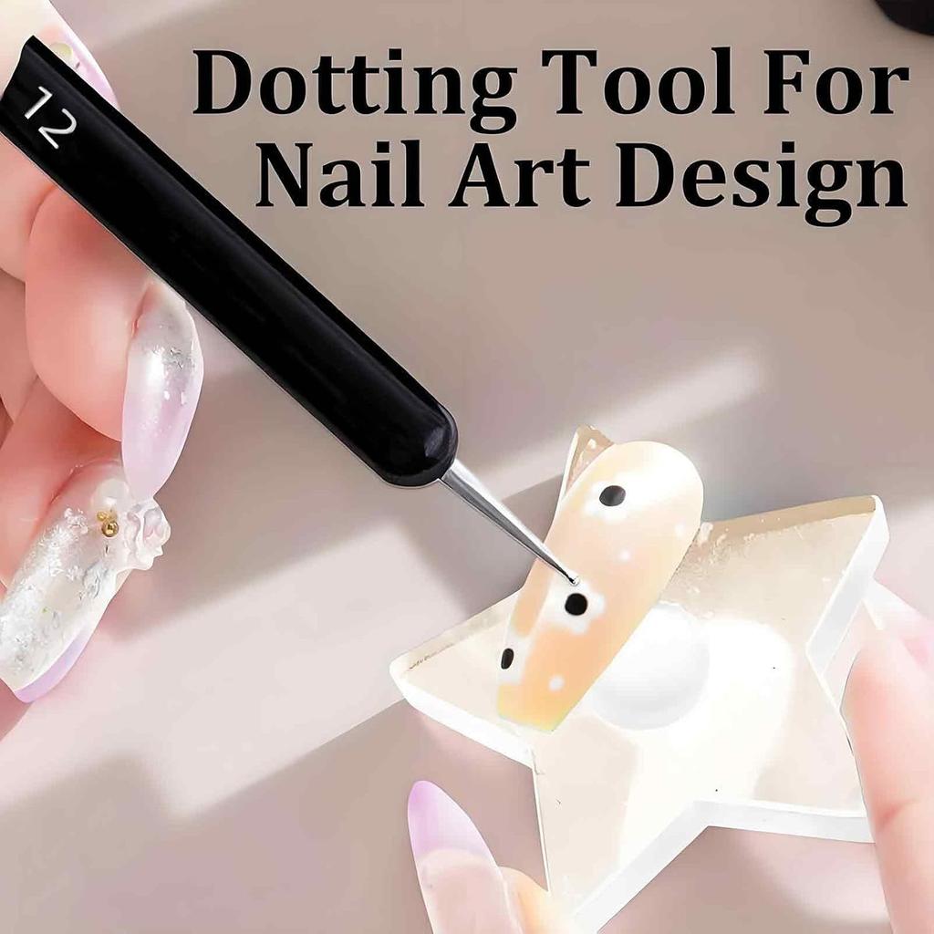 2 PCS French Brush for Nails with Dotting Tool, 2 Way French Nail Manicure Brush Size #12