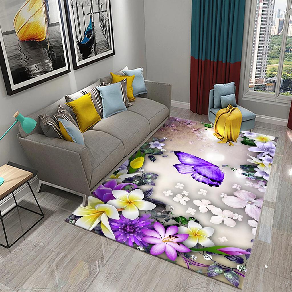 Tapete Flor Quebrada Colorido para Decoração de Sala de Estar Quarto Tapete de Chão Área de Sofá Mesa de Centro Tapete Floral Capacho Tapete de Banheiro