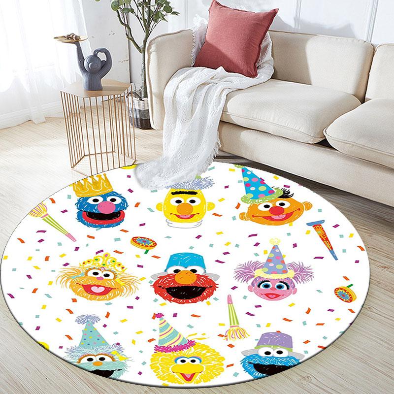 Sesame Street,Round Area Rug,Carpet Rug for Living Room Bedroom Sofa Playroom Decor,Non-slip Floor Mat