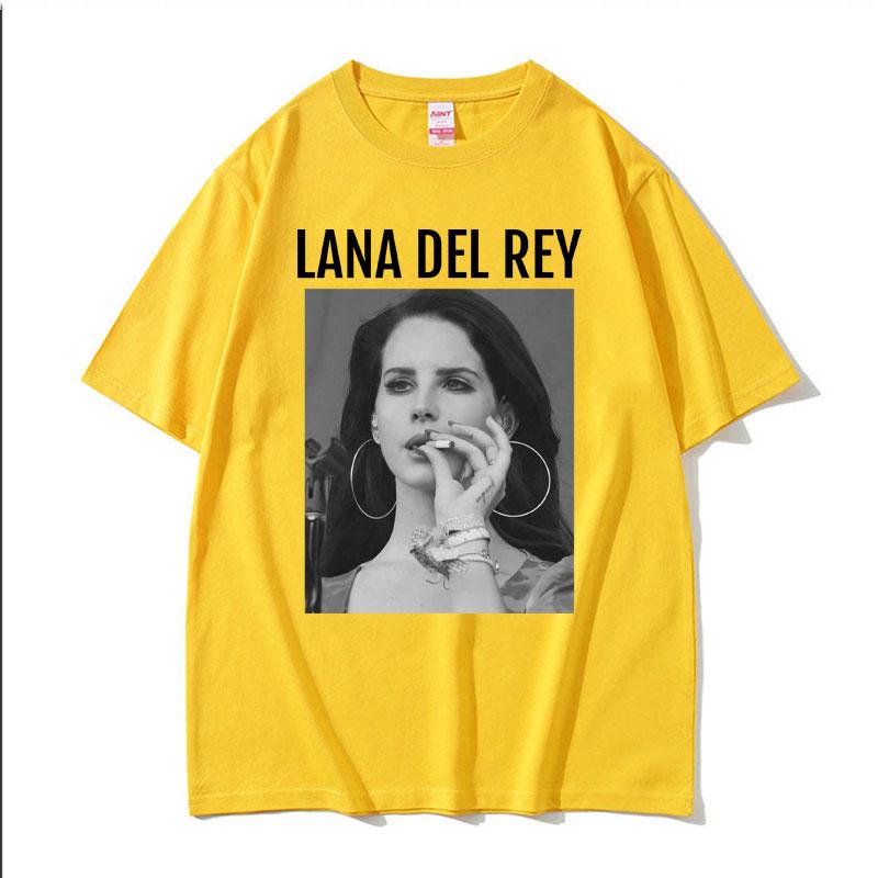 Singer Lana Del Rey Smoking Graphics Tshirt Unisex Women Fashion Hip Hop Streetwear T Shirt Casual Oversized Cotton T Shirts Tops