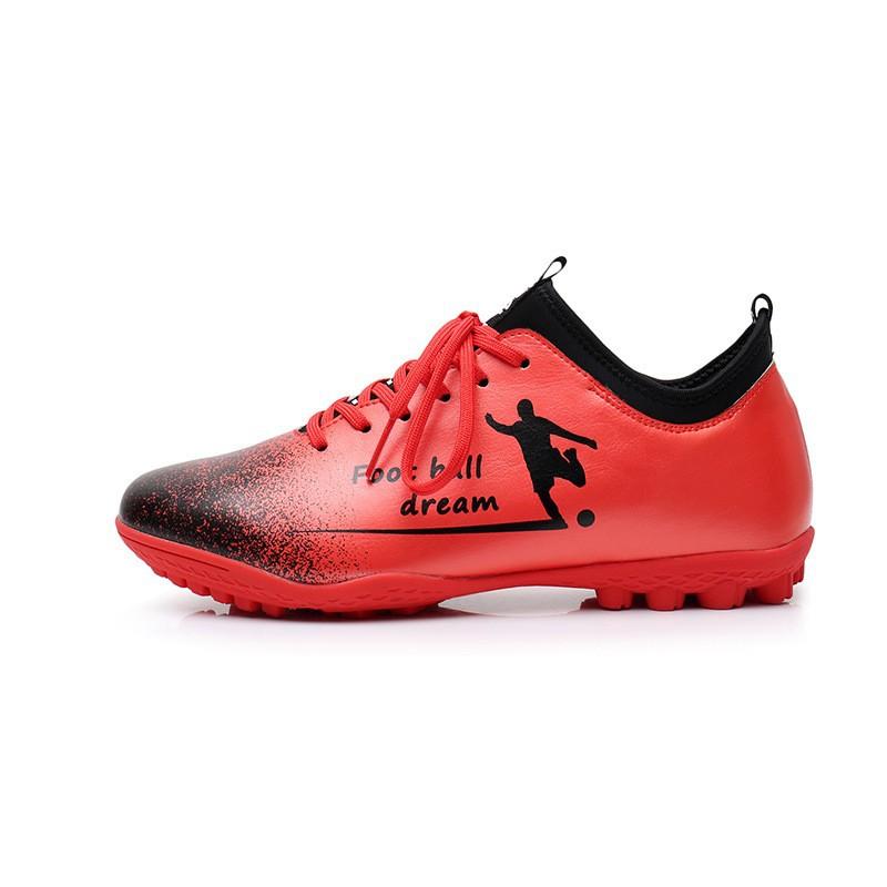 Microfiber leather football shoes broken nails training shoes lace-up sports shoes soft and lightweight thickened rubber soles football shoes