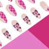 24 Pcs French Tip Press On Nail Short Almond False Nail Flowers Acrylic Nail Butterfly Full Cover Stick On Nail