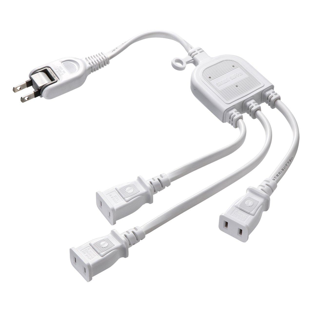 

Sanwa Supply AC adapter power extension cord 2P 3 branches TAP-EX3WN білий