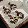 Silver Needle Retro Leopard Print Earrings: Classic, High-End, Exaggerated Melanin Style for Women
