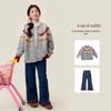 Girls Retro Fair Isle Crew Neck Knit Sweater