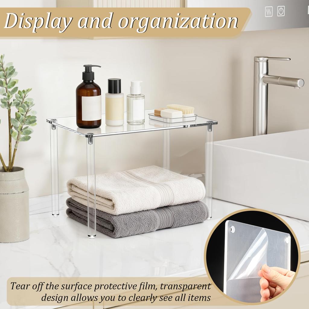 Acrylic Display Risers With 4 Legs Acrylic Stand Clear Shelf Riser Display Stand for Decoration and Organizer