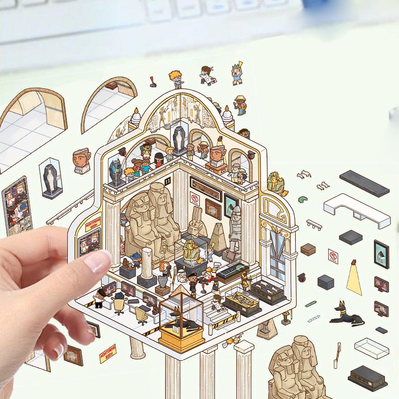 

Мультяшный пейзаж наклейка сетевой стиль дом 3D 3D дом Унлаза DIY сцена ручная наклейка