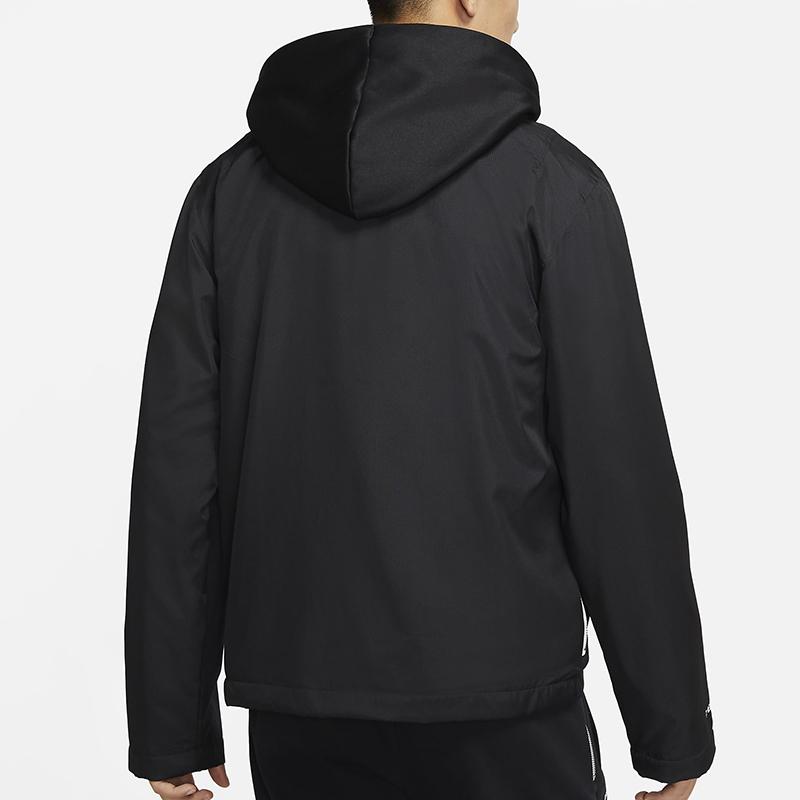 Nike Therma-FIT Standard Issue Fleece-Lined Warm Embroidered Logo Sports Coach Jacket Men Outerwear Black DA6858-010