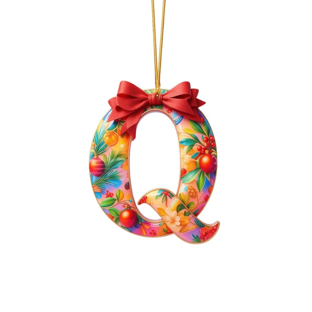 2D Flat Acrylic Christmas Letter Ornaments 26 Piece Set for Holiday Hanging Decor