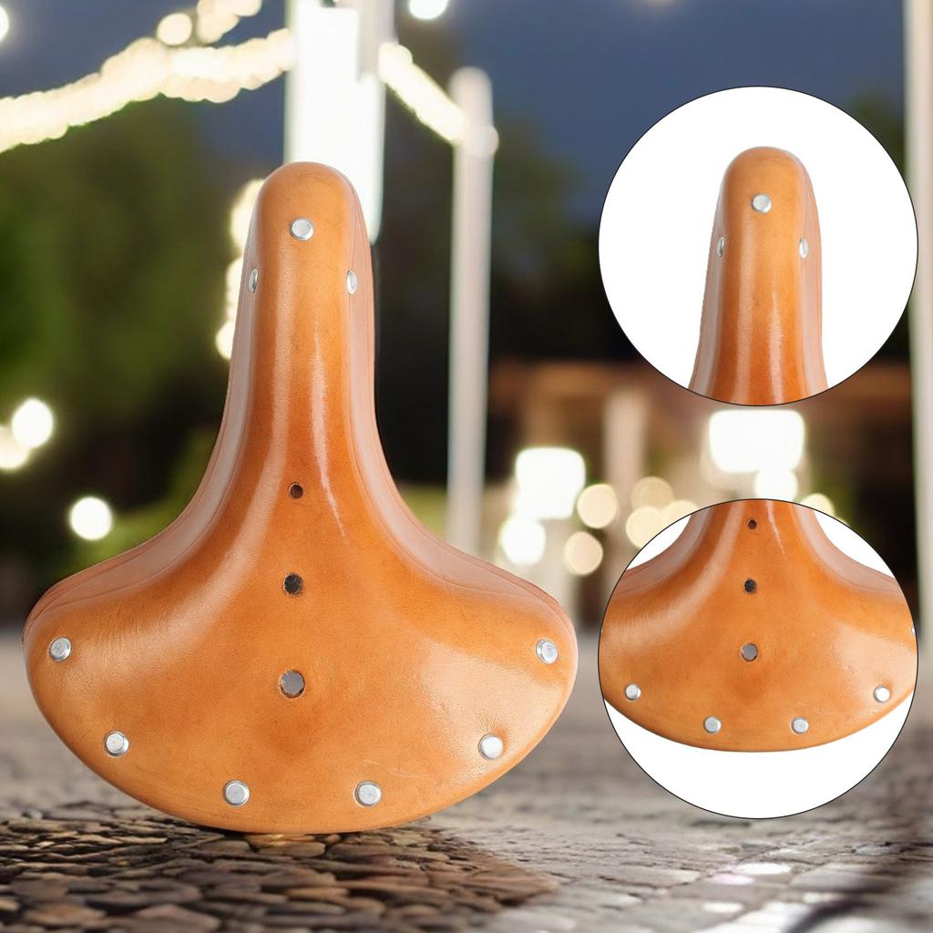 Brown vintage bike saddle Classic cowhide saddle Bike spring seat