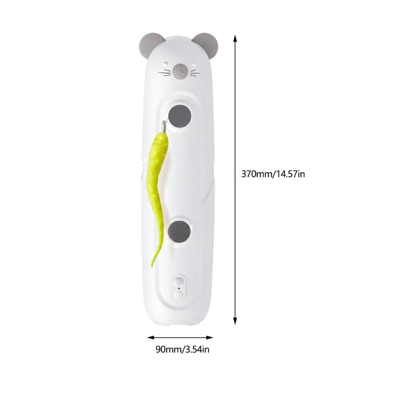 Rechargeable Moving Housecat Toy with Dangling Yellow Teaser, Push-Button Control, Flashing Light Effect, ABS Body, and Internal Battery