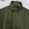 INCERUN Men Stand Neck Long Sleeve Buttons Up Casual Loose Cargo Jackets Coats