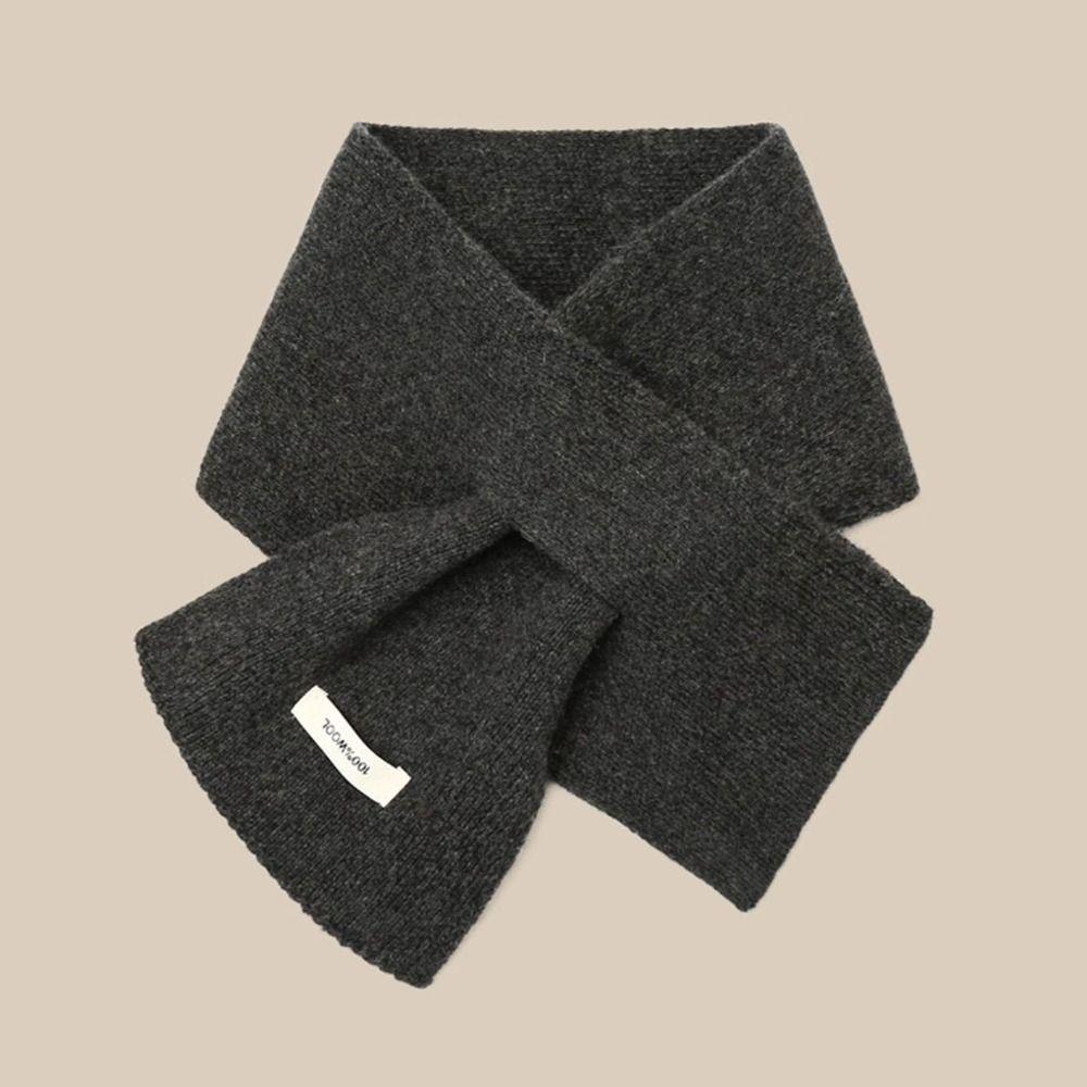 Solid Color Cross Neck Warmer Windproof Minimalist Wool Knitted Scarf Thickened Cold Protection Women Winter Neckerchief