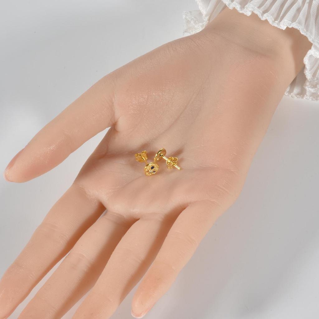 ANDYWEN 925 Sterling Silver A Pair Of Gold Faux Zircon Stud Earring Luxury Fine Jewelry For Women