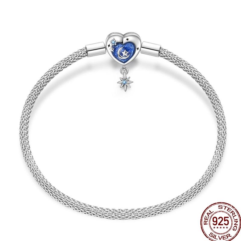 925 Sterling Silver 17-20CM Original Bracelets Heart Moon Sun Clasp Bead Charm Bracelet Fit DIY Charms Beads for Women Jewelrys