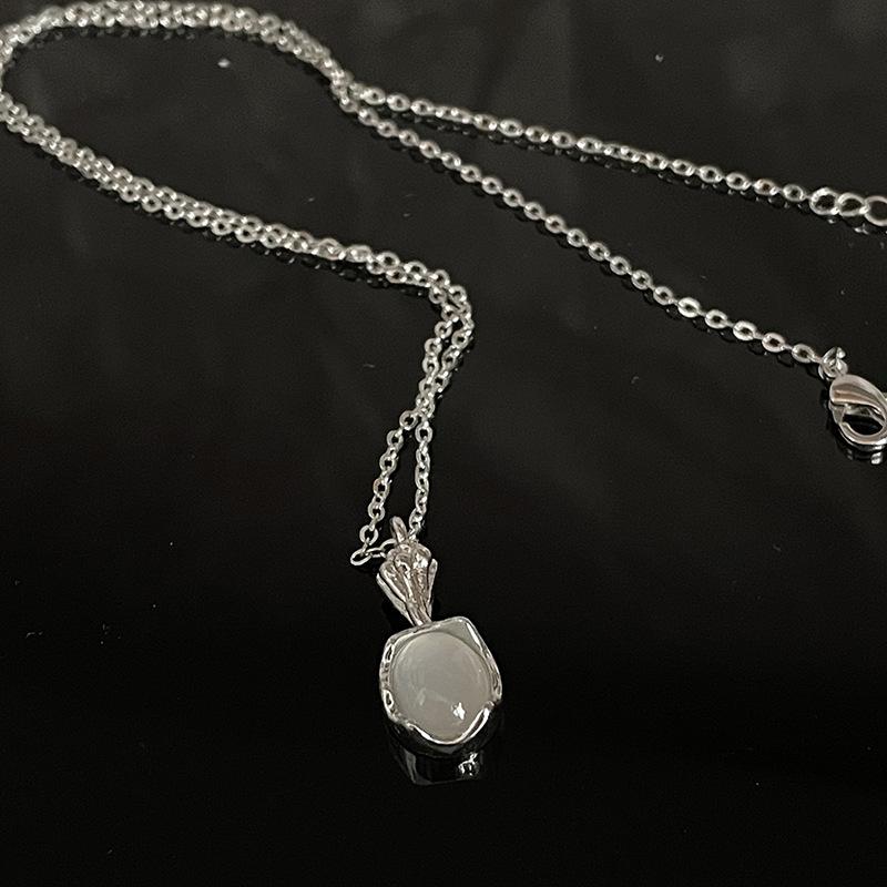 Zestaw Niszowy, Kolczyki Sztyfty z Kamieniem Księżycowym, Pąki Kwiatów, Luksusowy Otwarty Pierścionek, Naszyjnik w Zimnym Stylu, Spersonalizowana Kobieta