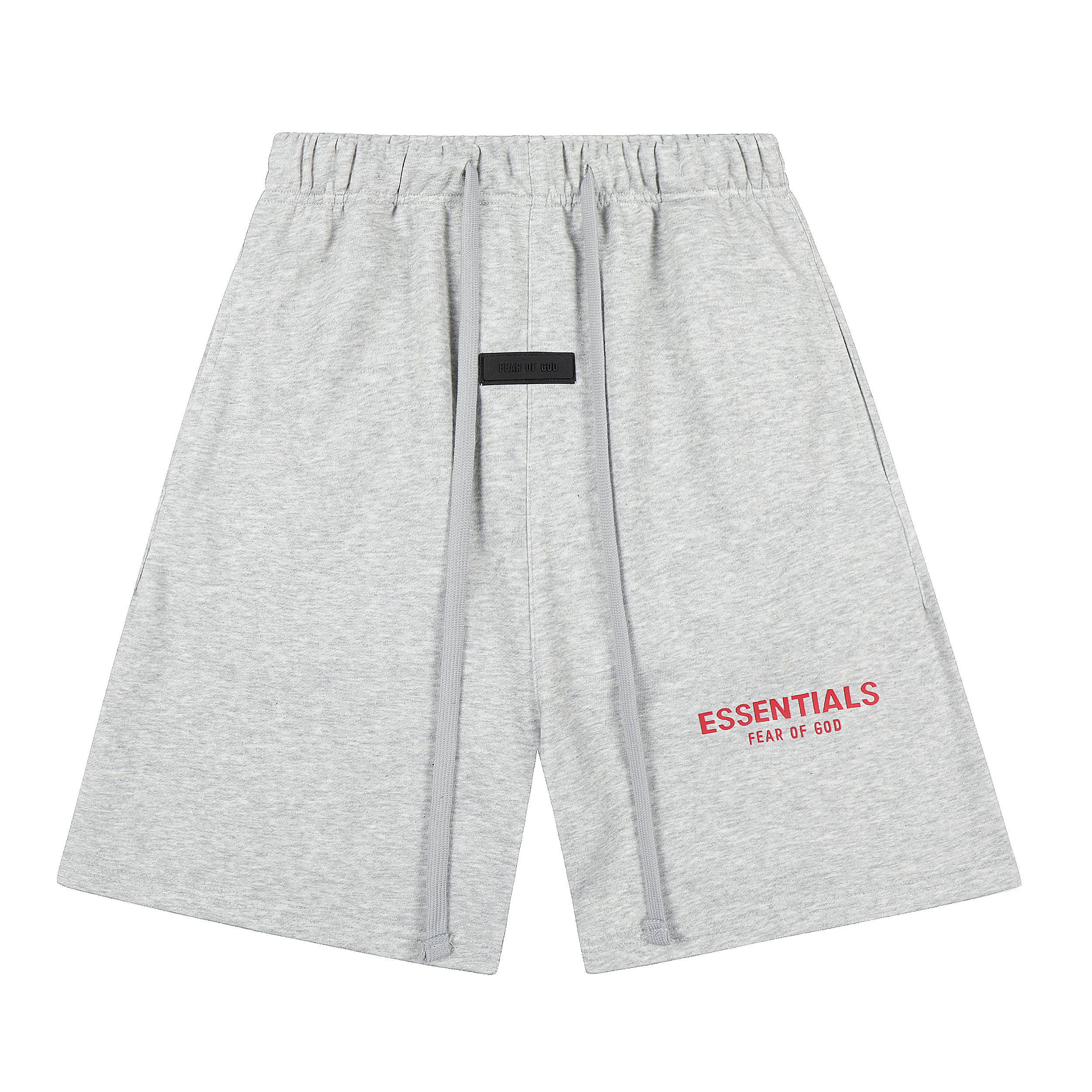 Fear of God Essentials Rood Letterprint Sweatshorts Unisex Los Katoen Trekkoord Elastische Taille Casual Sportshorts XL