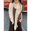 Sweet Korean Style Y2K Scarf Women Winter Soft Warm Scarf Harajuku Lace Patchwork Plush Scarf