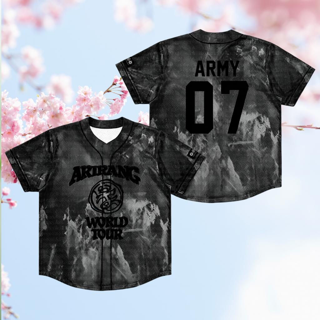 Nuova Maglia da Baseball BTS World Tour 2026, Stampa Marmo Tie Dye Essenziale per i Fan Abbinamento Familiare