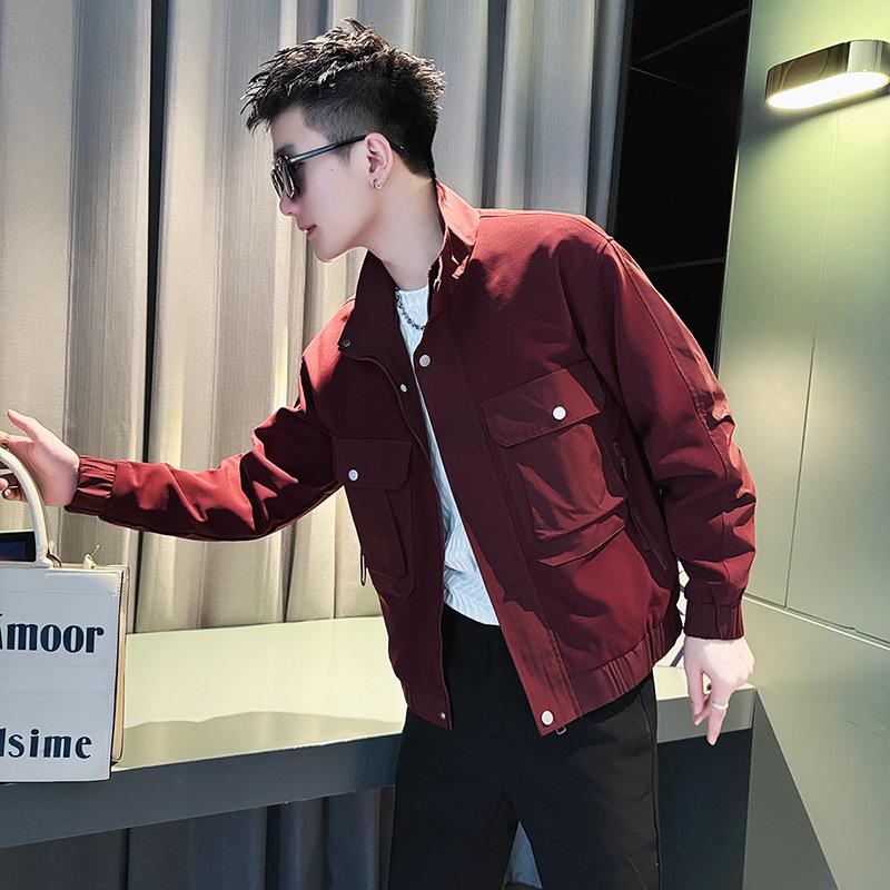 Men s Trendy American Style Stand-Up Collar Jacket, Spring/Fall 2025 Casual Workwear Top L