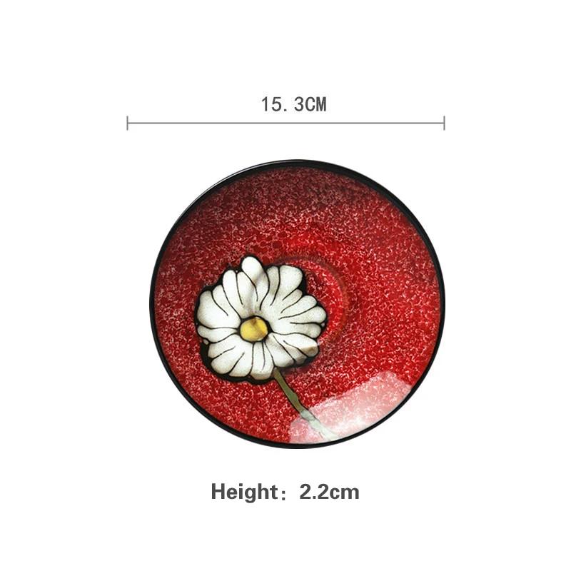 5-7-Zoll-Knochenteller Kreatives handbemaltes unterglasurfarbenes Keramikgeschirr Kaltes Gericht Obst Dim Sum Teller Snack Haushaltsgeschirr