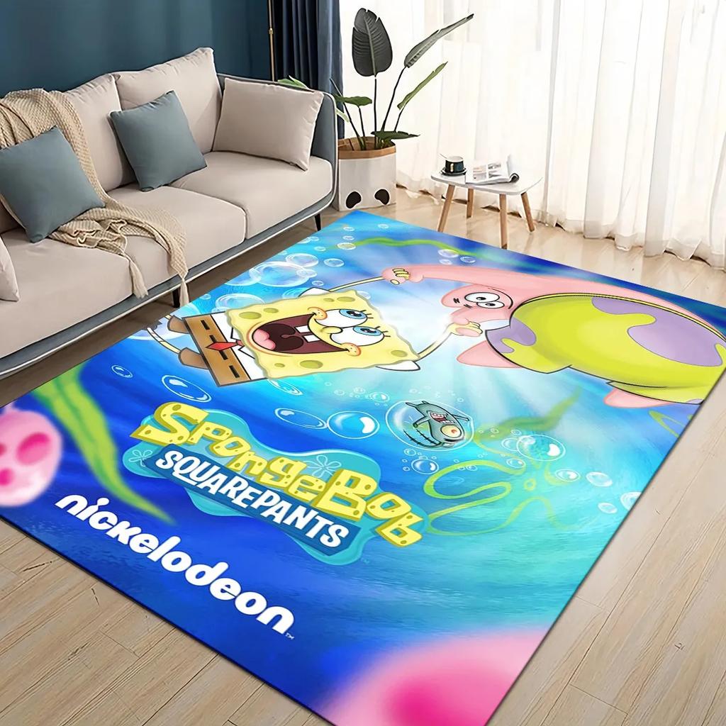 3D Cartoon S-SpongeBob Funny Area Rug,Carpet Rug for Living Room Bedroom Sofa Doormat Decoration,kids Non-slip Floor Mat