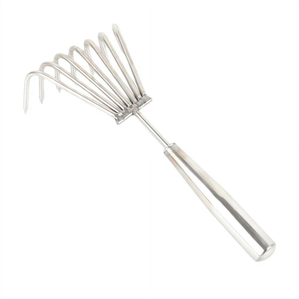 2-7 Teeth Garden Rake Stainless Steel Forged Weed Puller  for Soil Loosening Weed Removal