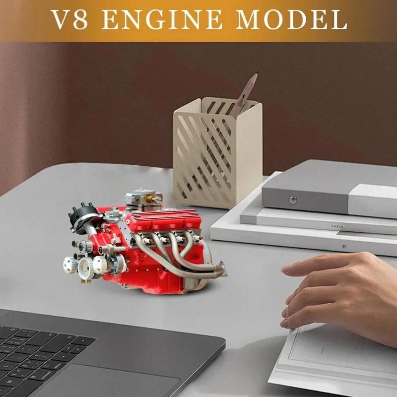 Cison V8 Engine Kit Gas,Ohv V8 Small Block Engine Model Kits 4-Stroke 44cc Water-Cooled 1/6,Mini Build Your Own Stem Cison Running Engine Kits